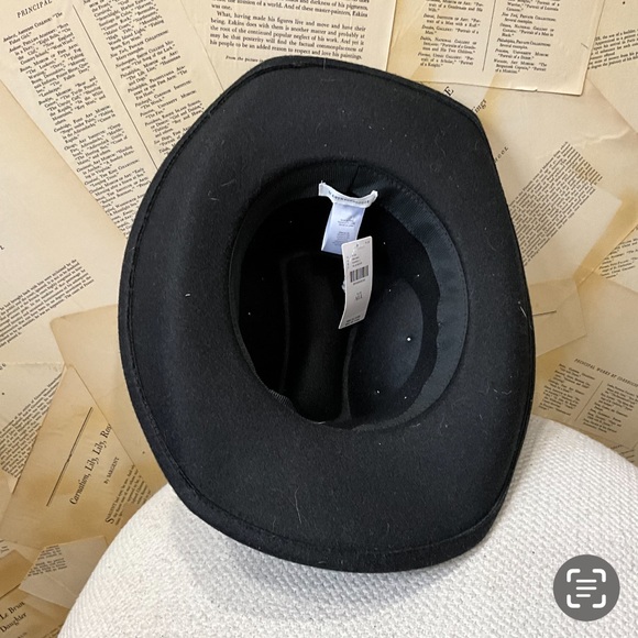 Anthropologie Heart Pearls Rancher Hat Beaded Crown Wool Felt Black - Picture 6 of 8